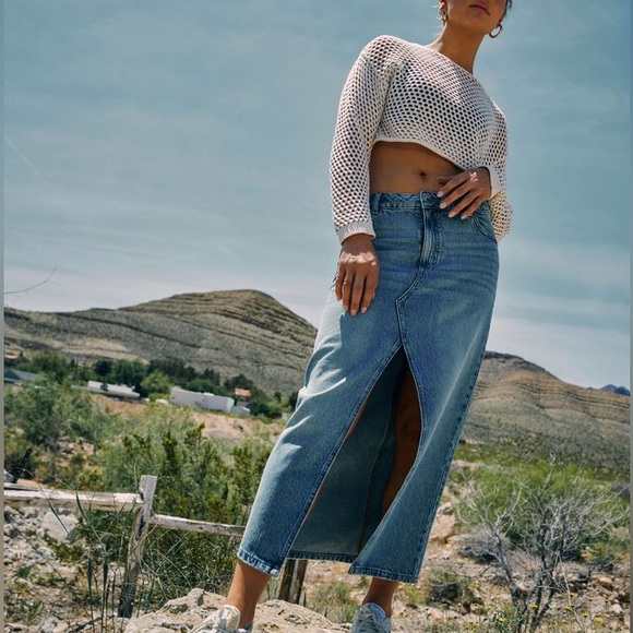 Garage Long Denim Maxi Skirt - Picture 2 of 13